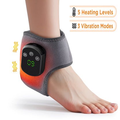 Cordless Heated Ankle Massager – Vibration & Heat Therapy Wrap for Foot Pain Relief