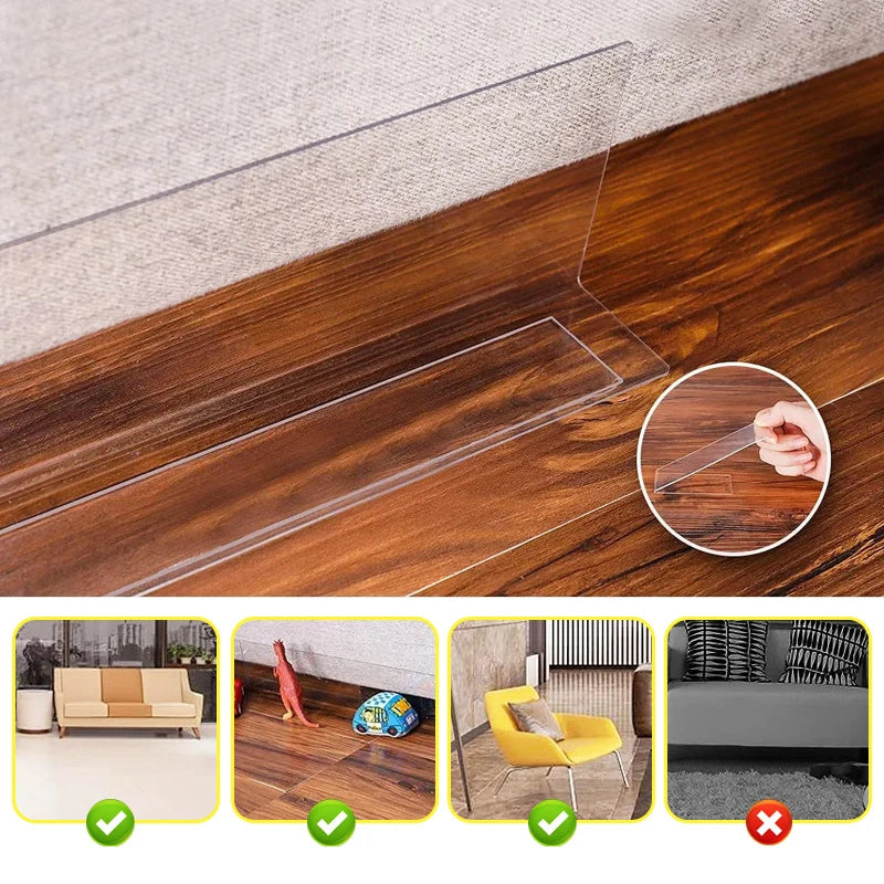 Clear Under Furniture Gap Guard – Invisible Toy & Pet Blocker for Sofas, Beds & Cabinets