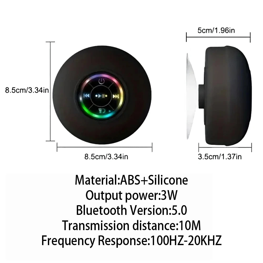 AquaSound Mini – Portable Waterproof Bluetooth Speaker with LED Light & Stereo Sound