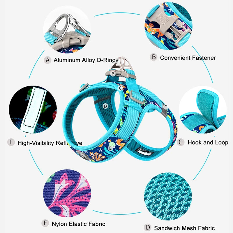 Floral Mesh Harness – Breathable All-Weather Pet Walking Harness