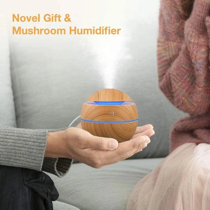 Mini Woodgrain Aroma Diffuser – Ultrasonic USB Humidifier for Home, Office & Relaxing Spaces