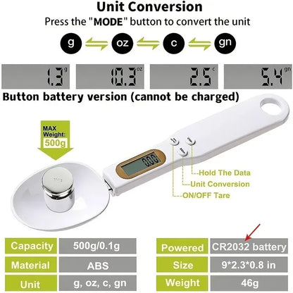 Precision Digital Spoon Scale – 0.1g Smart Measuring Tool for Kitchen & Coffee