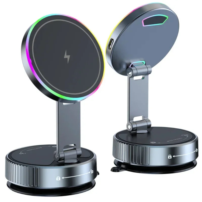 MagCharge Pro – Foldable Cooling Magnetic Car Mount with Fast Wireless Charging