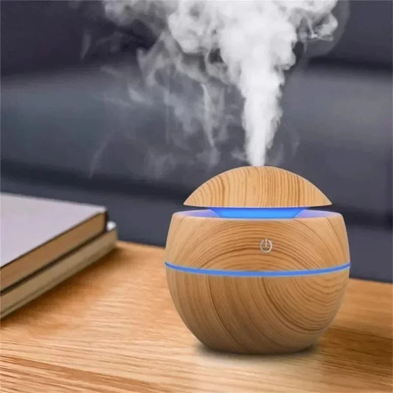 Mini Woodgrain Aroma Diffuser – Ultrasonic USB Humidifier for Home, Office & Relaxing Spaces