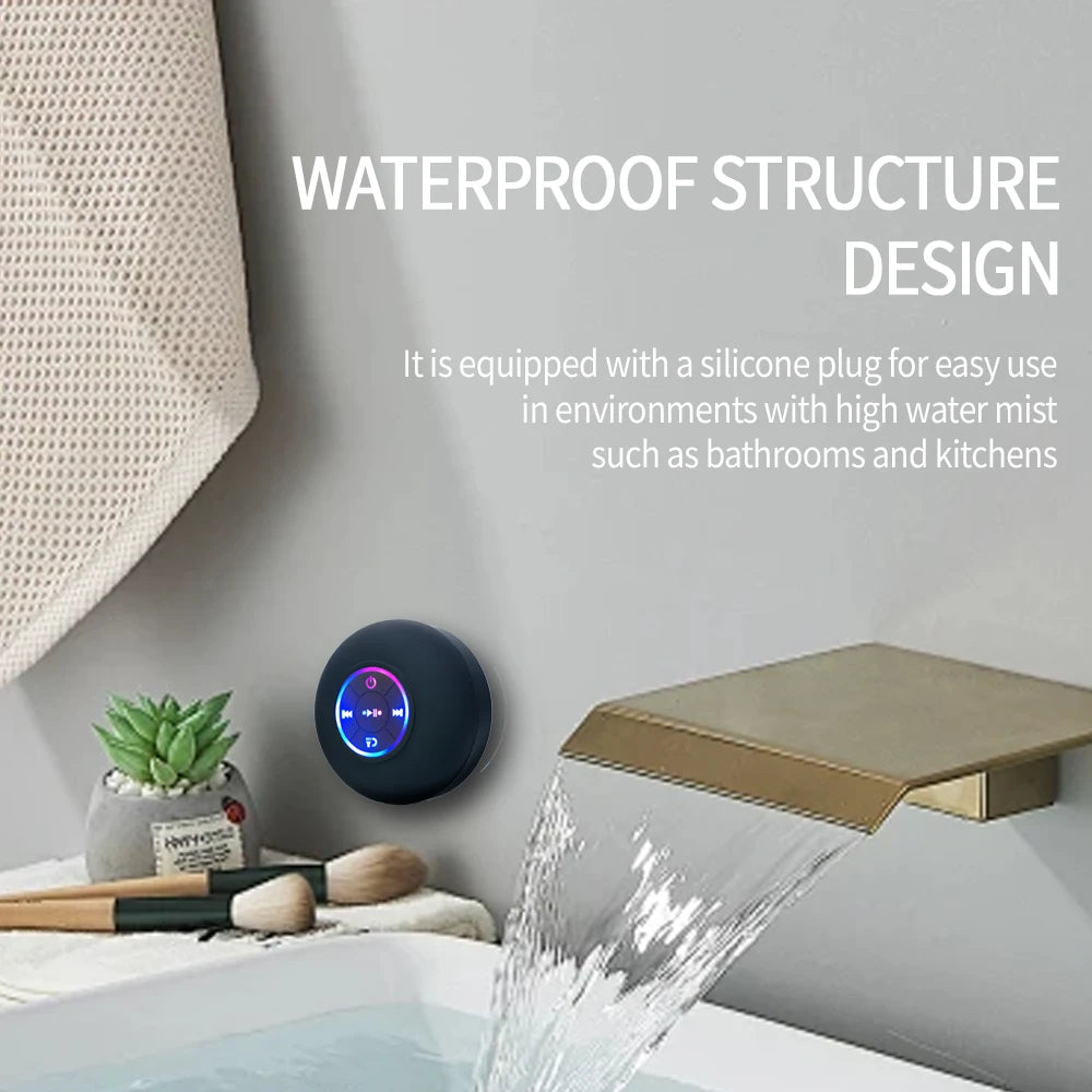AquaSound Mini – Portable Waterproof Bluetooth Speaker with LED Light & Stereo Sound