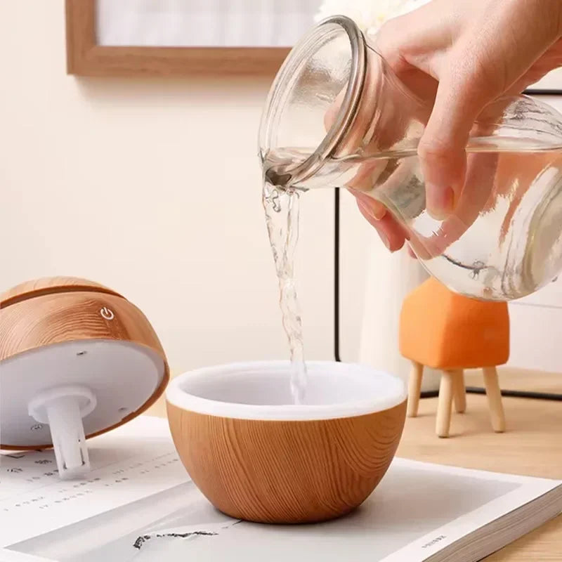 Mini Woodgrain Aroma Diffuser – Ultrasonic USB Humidifier for Home, Office & Relaxing Spaces