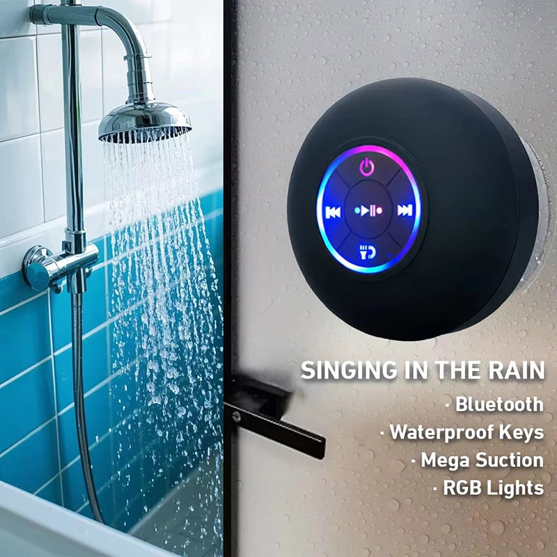 AquaSound Mini – Portable Waterproof Bluetooth Speaker with LED Light & Stereo Sound