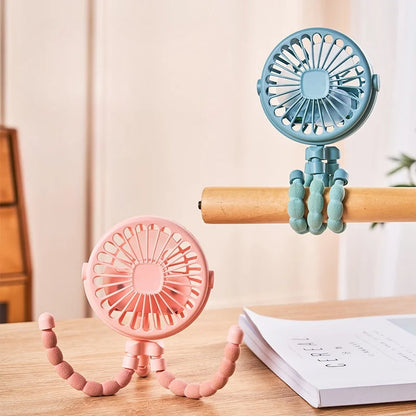 Multi-Functional Octopus Mini Fan – USB Rechargeable Flexible Tripod Stroller & Desk Cooling Fan