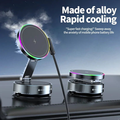 MagCharge Pro – Foldable Cooling Magnetic Car Mount with Fast Wireless Charging