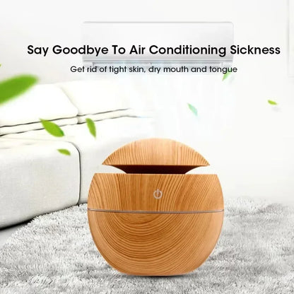 Mini Woodgrain Aroma Diffuser – Ultrasonic USB Humidifier for Home, Office & Relaxing Spaces