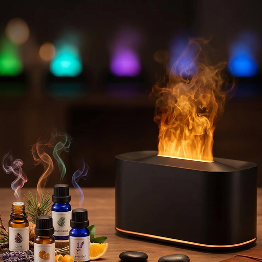 3D Flame Humidifier – Ultrasonic Aroma Diffuser with Firelight Effect