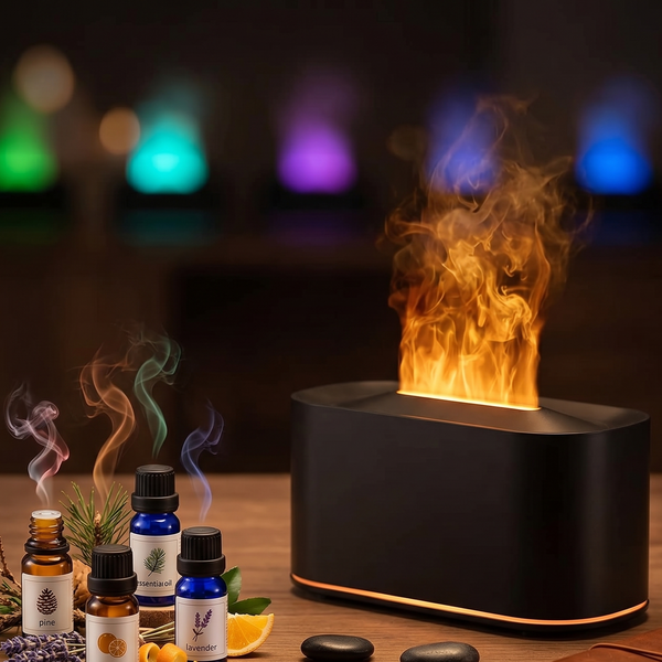 3D Flame Humidifier – Ultrasonic Aroma Diffuser with Firelight Effect